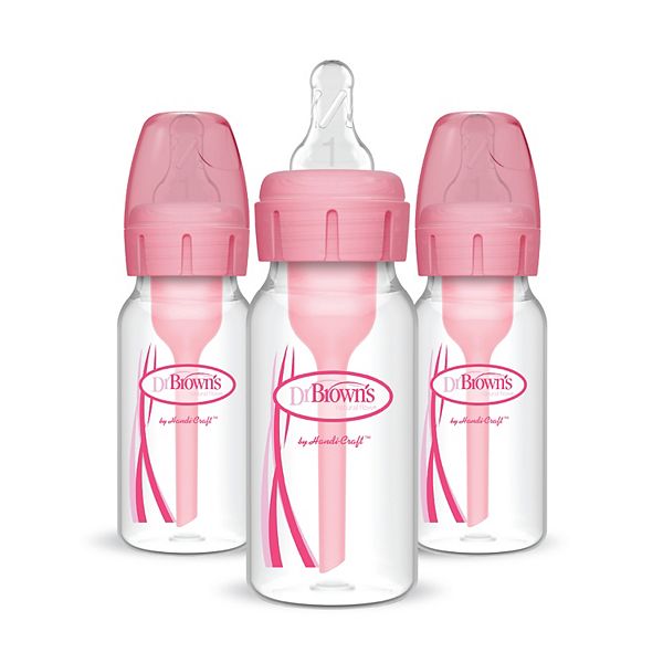 Dr. Brown's Natural Flow Anti-Colic Options+ 3-Pack 4-oz. Narrow Baby Bottles - Pink Dr. Brown's