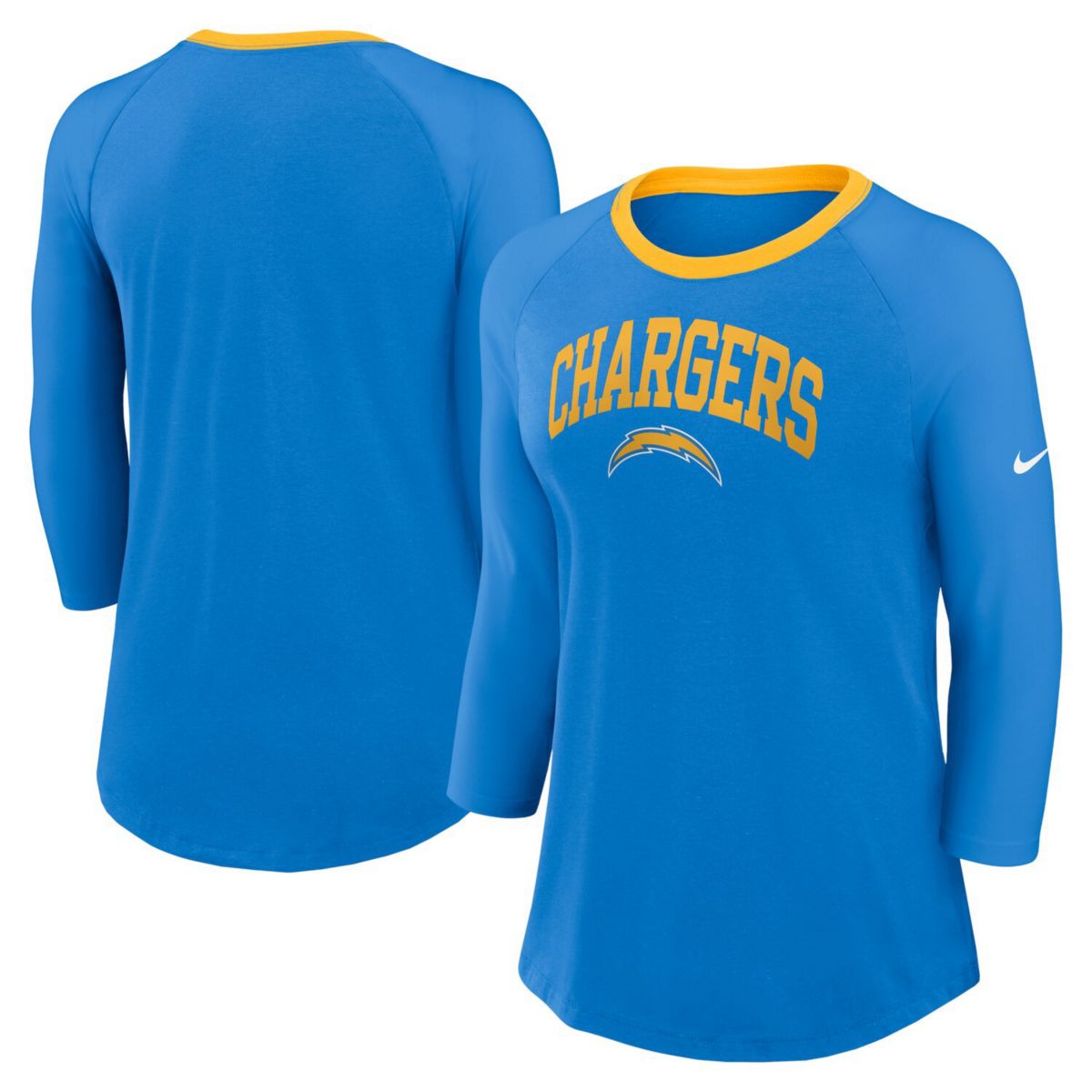 Женская Футболка Nike Powder Blue Los Angeles Chargers Raglan 3/4 Nike