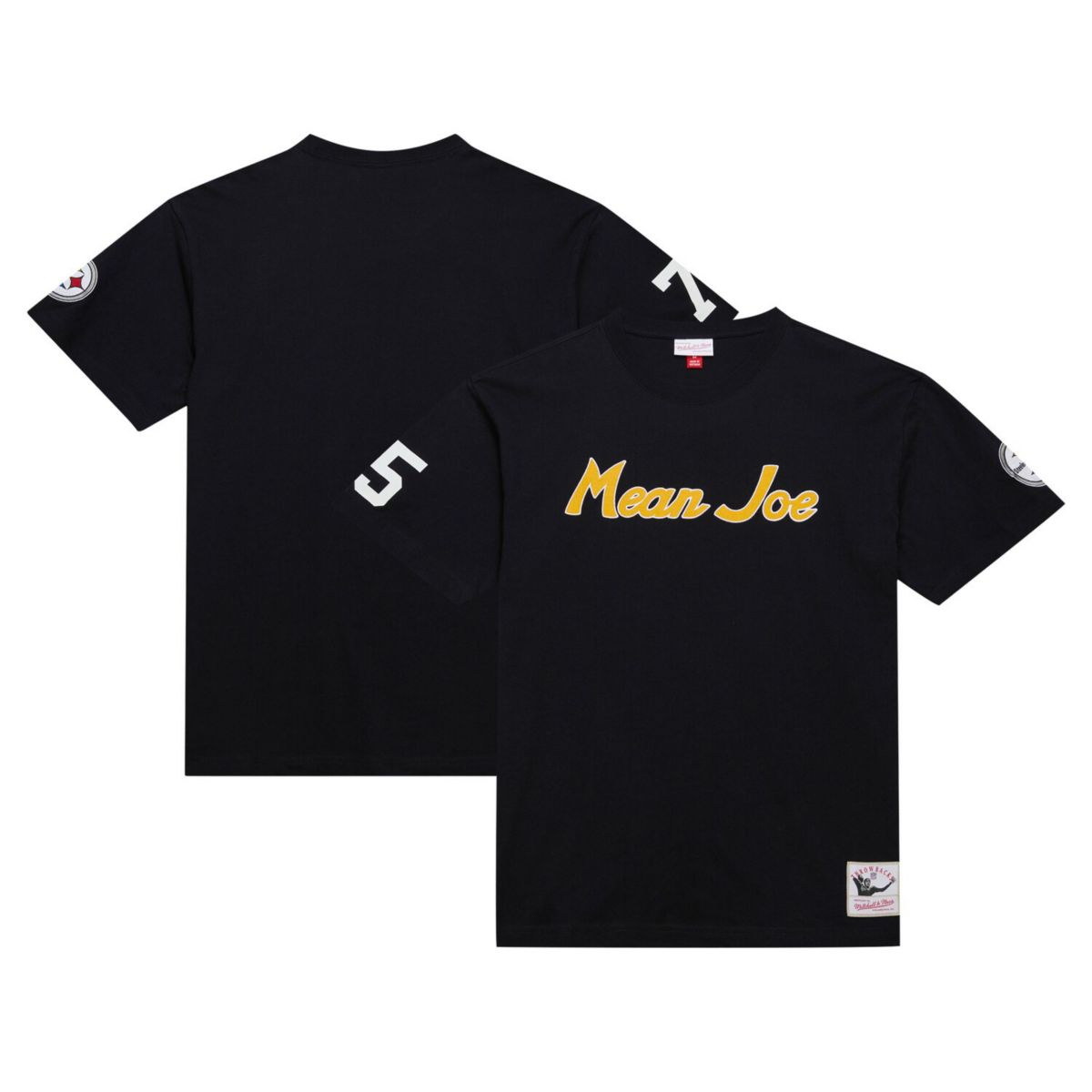 Мужская Футболка Mitchell & Ness Joe Greene Черная Pittsburgh Steelers Retired Player Nickname Mitchell & Ness