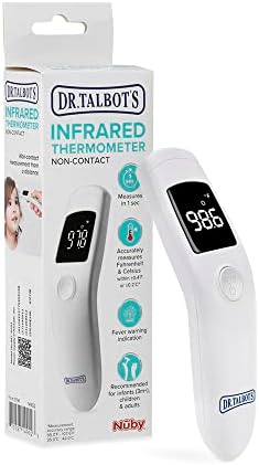 Dr. Talbot's Non-Contact Acrylic Infrared Thermometer with Led Screen, Fever Warning Indicator, Accurate 1 S Reading for Baby, Kids, Adults, Black Dr. Talbot's