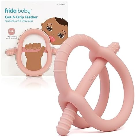 Прорезыватель Frida Baby Get-A-Grip для облегчения прорезывания зубов | 100% силикон, безопасный для продуктов, для детей 0-6, 12, 18 месяцев, без BPA, без PVC | Синий Frida Baby