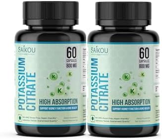 Potassium Citrate 800 mg High Absorption - 120 Servings (Порции) Supports Electrolyte Balance, Kidney and Bone Health (2) SAIKOU HERBS