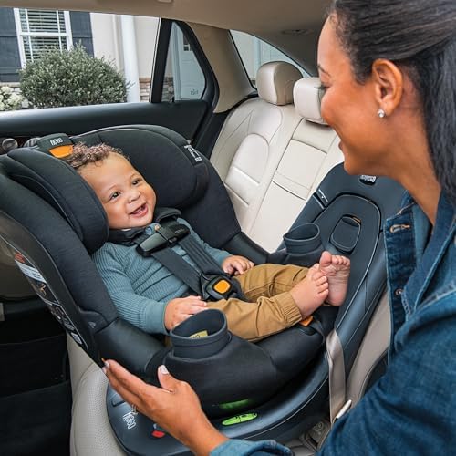 Chicco Fit360 ClearTex Rotating Convertible Car Seat with 360 Degree Rotation for Rear-Facing and Forward-Facing Usage, LeverLock Self-Tensioning Lock System | Black/Black Chicco