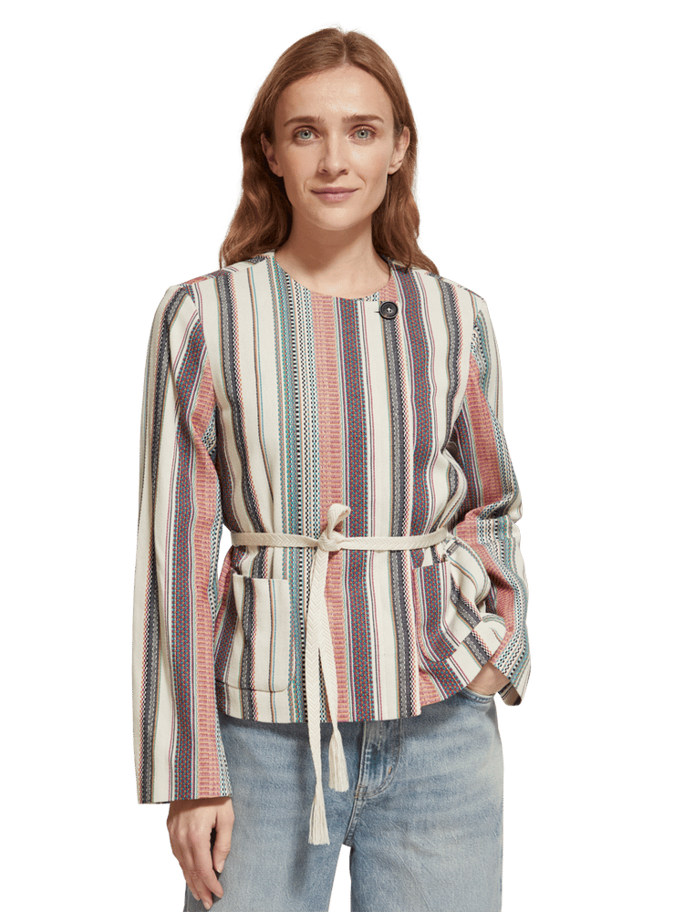 Строгий пиджак Crafted Stripe из 60% хлопка и 40% полиэстера для уверенного стиля Scotch & Soda