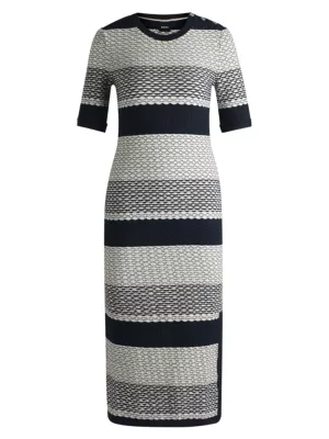 Structured-Stripe Dress in Stretch-Cotton Jersey BOSS