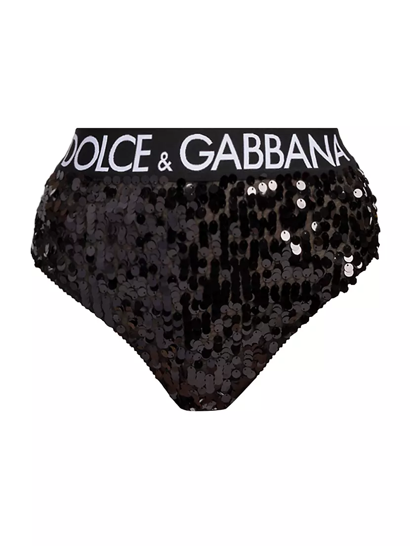 Высокие бикини-слипы с пайетками и логотипом Dolce & Gabbana, Италия Dolce & Gabbana