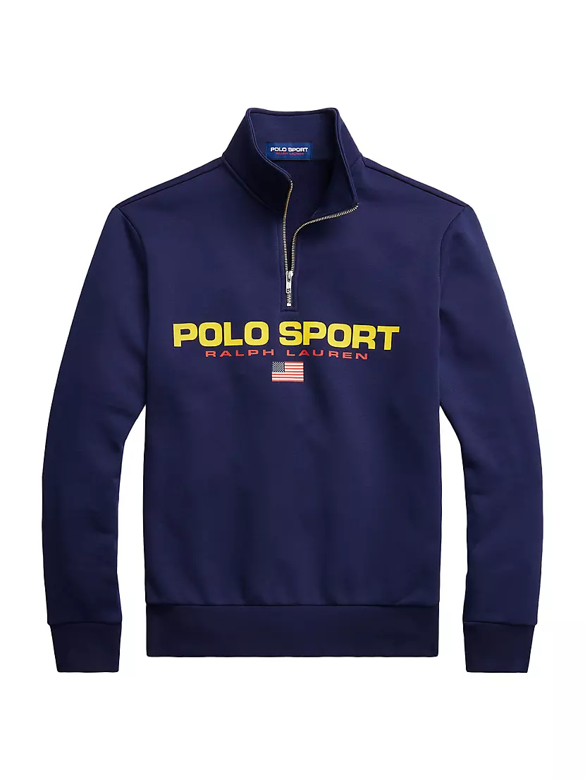 Флисовый пуловер Polo Sport с ¼ молнией и стоячим воротником, из хлопка и полиэстера Polo Ralph Lauren