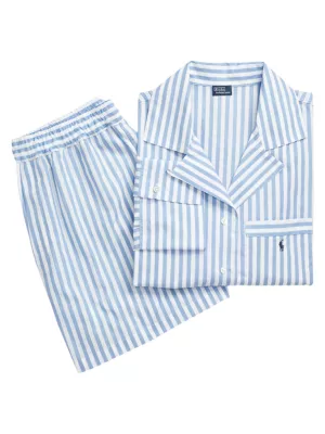 Shirting Stripes Cropped 2-Piece Pajama Set Polo Ralph Lauren