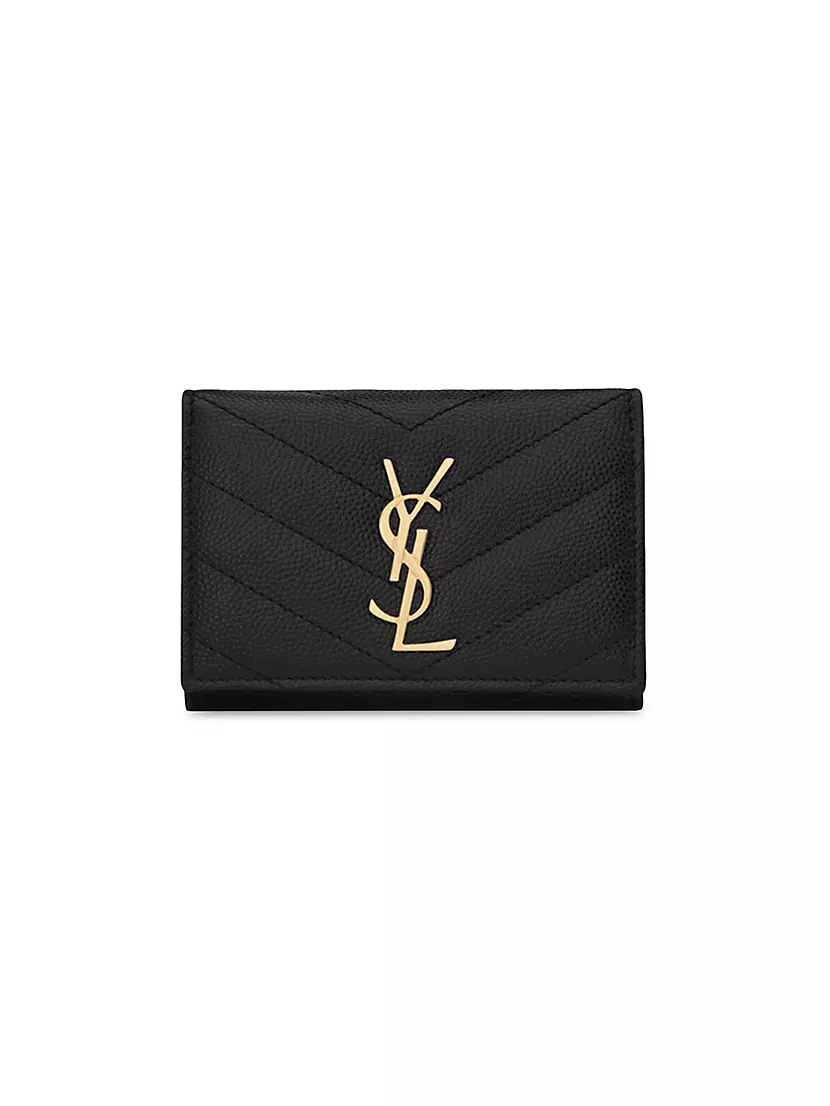 Ключница из натуральной кожи с декором Cassandre, 9.5 x 6 x 2.5 см Saint Laurent