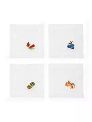 Dolce Embroidered 4-Piece Cocktail Napkin Set Sferra