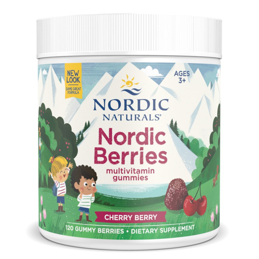 Nordic Berries Multivitamin Gummies (Жевательные конфеты) Kids 3+ Years Cherry Berry -- 120 Gummies Nordic Naturals