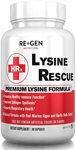 Lysine Rescue, Amino Acid Supplement for Stronger Immune Health & Collagen Synthesis in Women & Men, Promotes Lips & Skin Health, Natural, Pure L-lysine, 90 Capsules (Капсулы), 45 Day Supply Re+Gen Nutrition