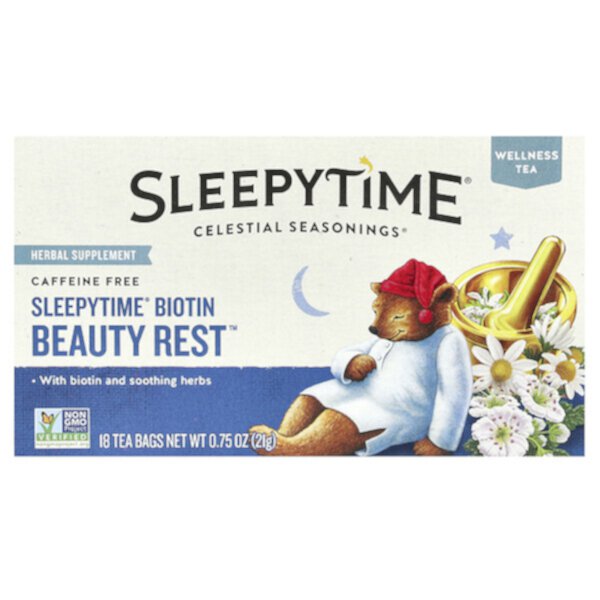 Чай для сна SleepyTime® с биотином, без кофеина, 18 пакетиков по 21 г Celestial Seasonings