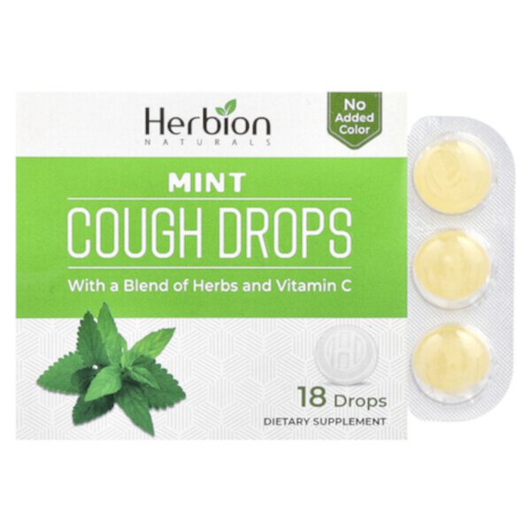 Cough Drops (Капли), Mint, 18 Drops Herbion Naturals