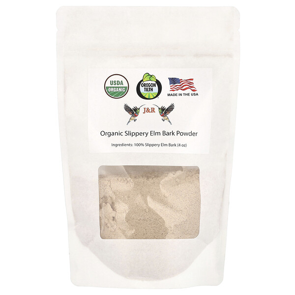 Organic Slippery Elm Bark Powder (Порошок), 4 oz (Унции) J&R Port Trading