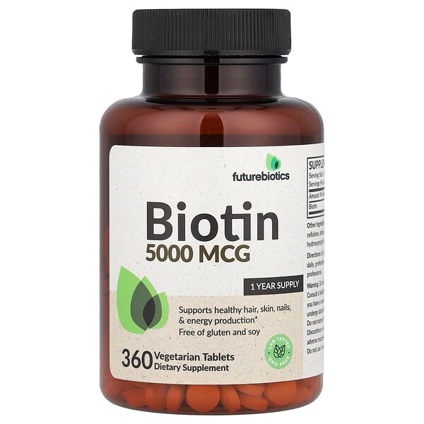 Biotin , 5,000 mcg, 360 Vegetarian Tablets (Вегетарианские таблетки) FutureBiotics