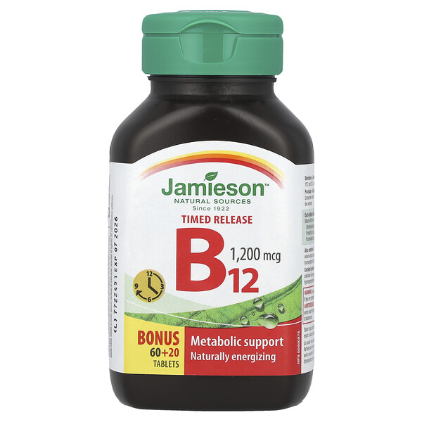 Vitamin B12, Timed Release, 1,200 mcg, 80 Tablets (Таблетки) Jamieson Vitamins