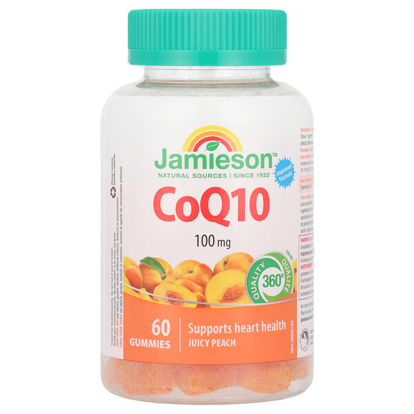 CoQ10 Gummies (Жевательные конфеты), Juicy Peach, 100 mg, 60 Gummies Jamieson Vitamins