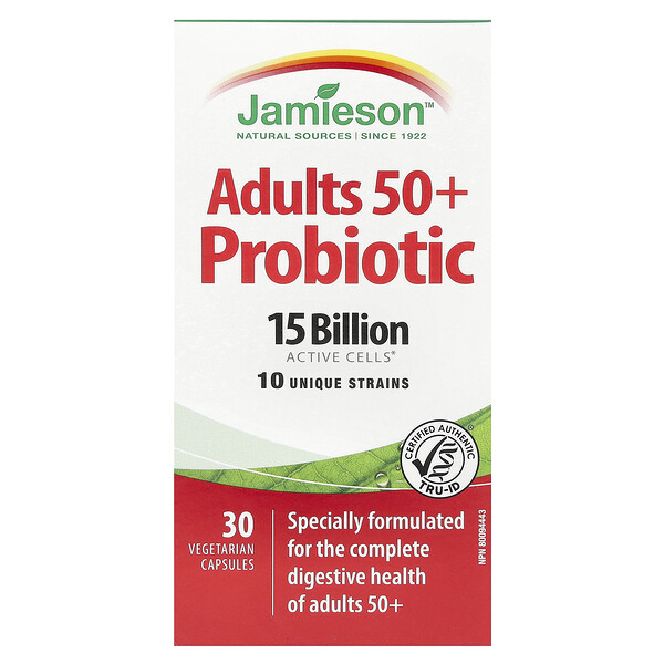 Adults 50+ Probiotic, 15 Billion, 30 Vegetarian Capsules (Вегетарианские капсулы) Jamieson Vitamins