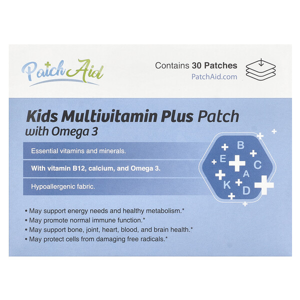 Kids Multivitamin Plus Patch with Omega 3, 30 Patches PatchAid