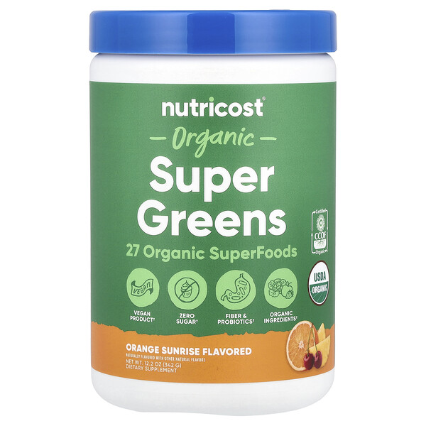 Organic Super Greens, Orange Sunrise, 12.2 oz (Унции)  (342 g) Nutricost