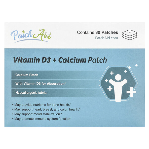 Vitamin D3 + Calcium Patch , 30 Patches PatchAid