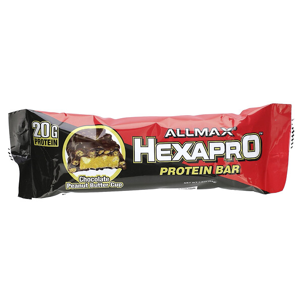 Протеиновый батончик Hexapro, шоколад с арахисовым маслом, 20 г белка, 54 г Allmax