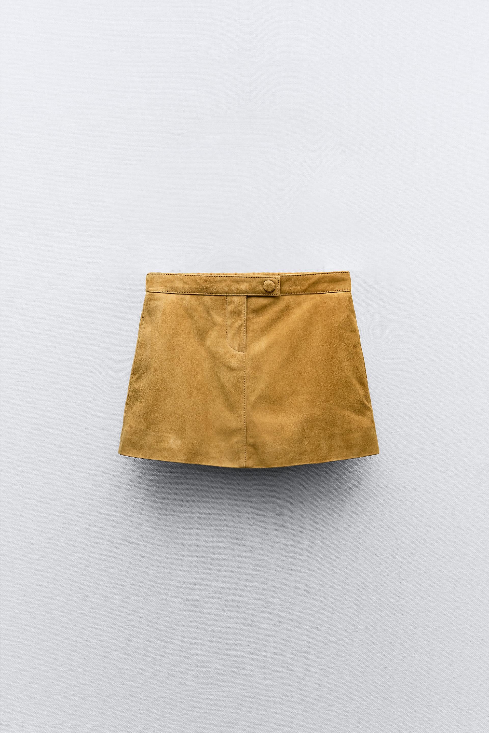 SUEDE LEATHER SKIRT ZARA