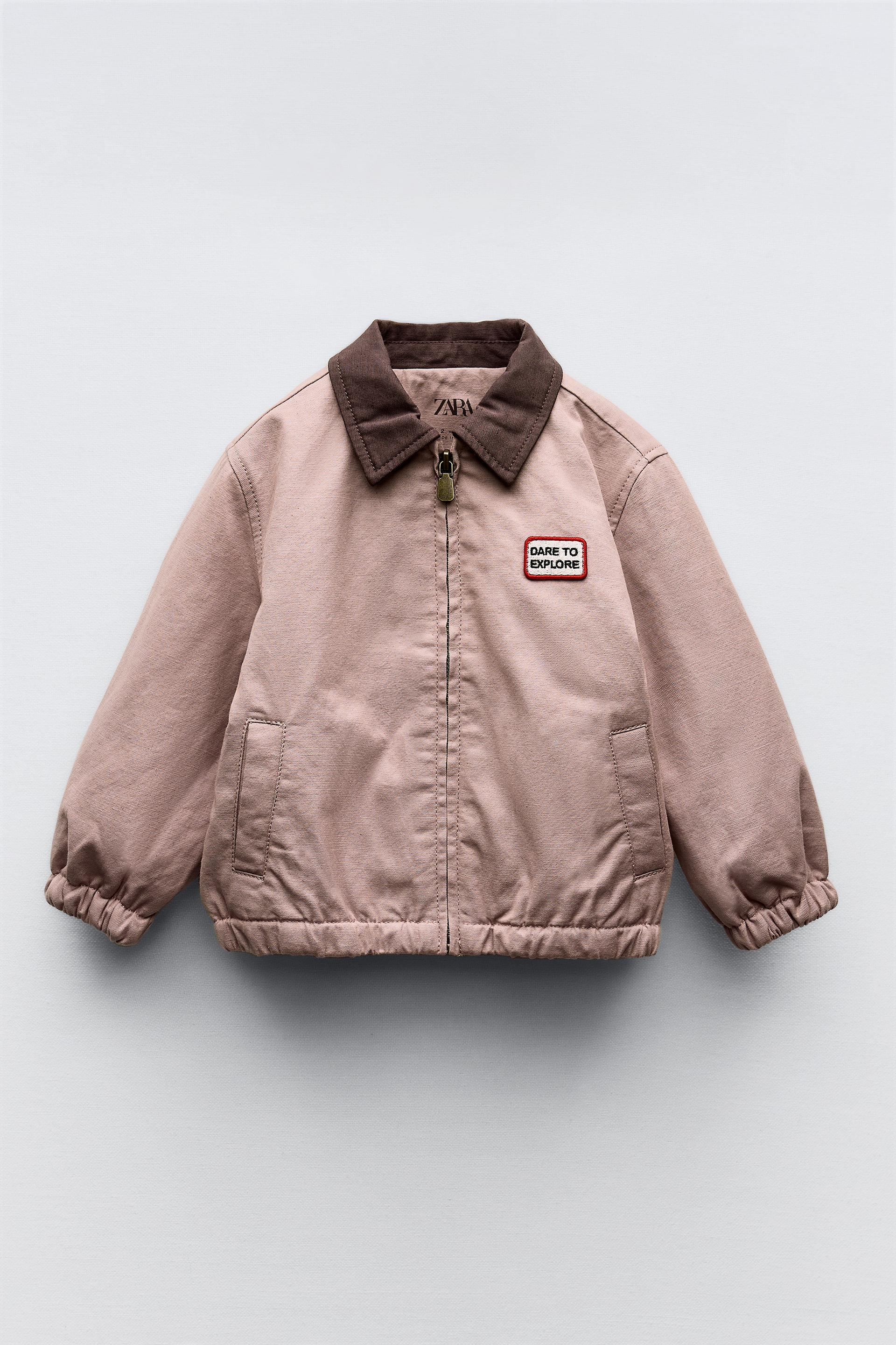 CONTRASTING COLLAR PATCH BOMBER JACKET ZARA