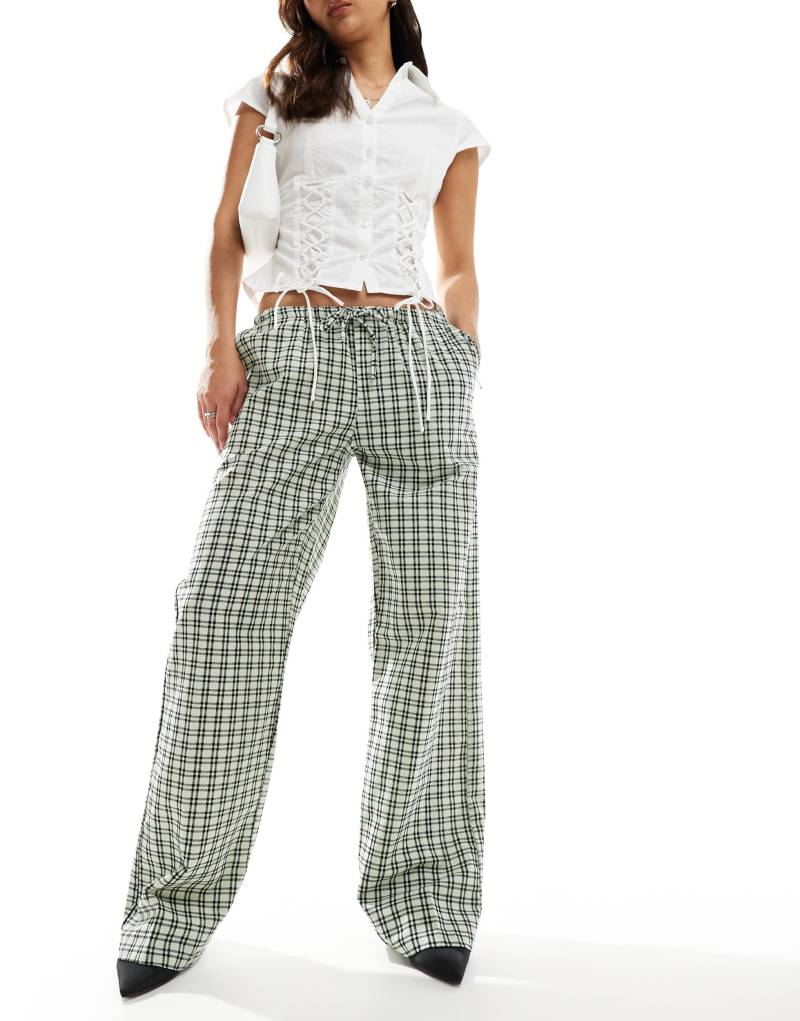 Motel lirura plaid straight leg pants in black and white Motel