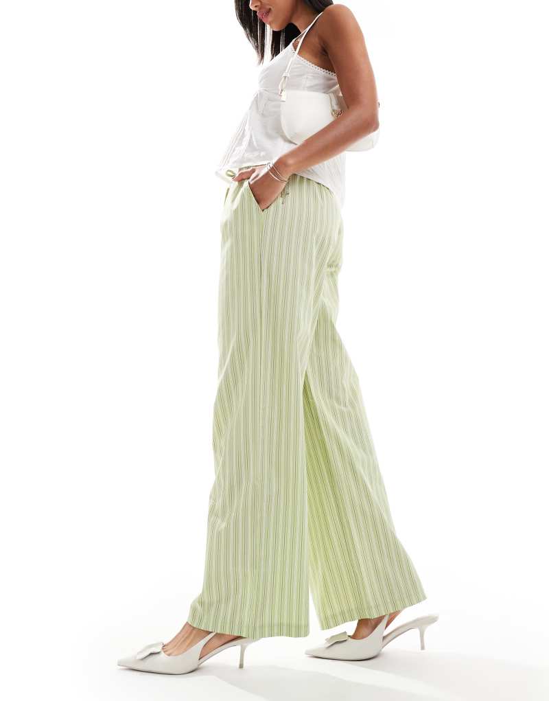 Motel samir straight leg pants in light green Motel