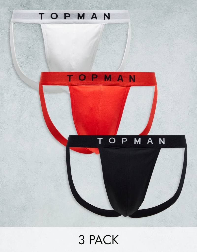 Трусы-джоки Topman, упаковка из 3 штук в черном, белом и красном цветах с эластичным поясом Topman