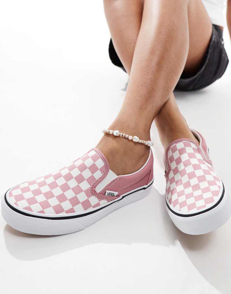 Женские Повседневные кроссовки Vans Classic Slip-on в розовом и белом Vans