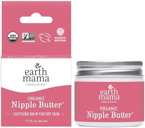 Organic Nipple Butter™ Breastfeeding Cream by Earth Mama | Lanolin-free, Postpartum Essentials Safe for Nursing, Non-GMO Project Verified, 2-Fluid Ounce Earth Mama