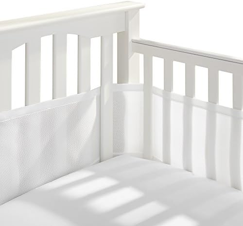 BreathableBaby Breathable Mesh Liner for Full-Size Cribs, Classic 3mm Mesh, White (Size 4FS Covers 3 or 4 Sides) BreathableBaby