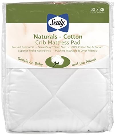 Детский наматрасник SEALY BABY Sealy Naturals Cotton Waterproof Fitted Toddler Bed & Baby Crib Mattress Pad Cover Topper SEALY BABY