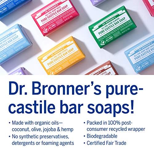 Натуральное мыло Pure-Castile 6 ароматов, 170 гр. с органическими маслами Dr. Bronner's