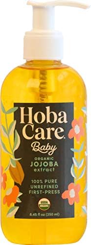 HobaCare 100% Pure Jojoba Oil Baby Care - Unrefined and Cold Pressed Body & Scalp Massaging Oil for Skin, Hair, and Nails - Helps to Fight Cradle Cap and Dry Skin (8.45 fl oz / 250 ml) HobaCare