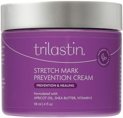 TriLASTIN Maternity Stretch Mark Prevention Cream - Paraben-Free, Hypoallergic, and Safe for Pregnancy - 4 oz Trilastin