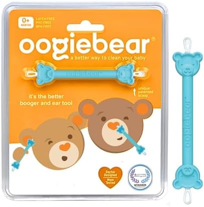 oogiebear: Baby Nose Cleaner & Ear Wax Removal Tool - Safe Booger & Earwax Removal for Newborns, Infants, Toddlers - Dual-Ended - Essential Baby Stuff, Diaper Bag Must-Have, Orange & Seafoam with case Oogiebear