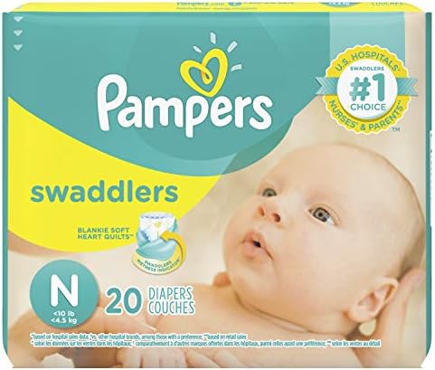 Одноразовый подгузник Pampers Swaddlers, размер N, 20 штук, упаковка из 2-х (всего 40 подгузников) Pampers