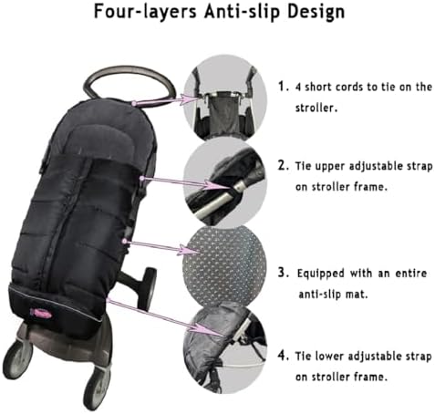 Length Ajustable Waterproof Stroller Winter Cover for All Stroller, Universal Stroller Winter Bunting Bag XL,Good for Infant to Y5 pre-School Kids Funlife