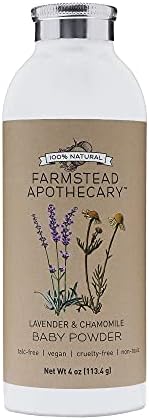 Farmstead Apothecary 100% Natural Baby Powder (Talc-Free) with Organic Tapioca Starch, Organic Chamomile Flowers, Organic Calendula Flowers, Lavender & Chamomile 4 oz Farmstead Apothecary