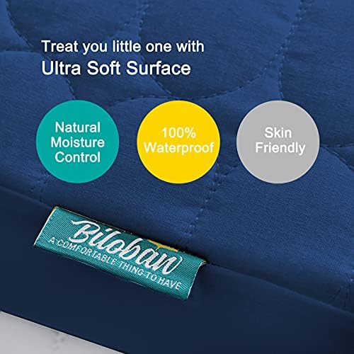 Crib Mattress Protector Pad Waterproof, Toddler Waterproof Crib Mattress Protector Cover, Machine Washable & Dryer Fit Baby Toddler Bed Mattress Protector (Standard Size 52” x 28”), White Biloban