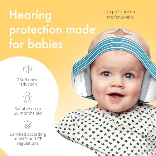 Alpine Muffy Baby Ear Protection for Babies and Toddlers up to 36 Months - CE & ANSI Certified - Noise Reduction Earmuffs - Comfortable Headphones Against Hearing Damage & Improves Sleep - Black Alpine