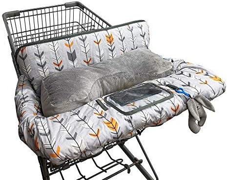 Shopping Cart Cover for Baby with Pillow- Minky Bolster Positioner and Cellphone Holder, High Chair Cover for Boy Girl,Infant Grocery Cart Cushion Liner with Pillow DODO NICI