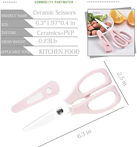 Ceramic Scissors,Healthy Baby Food Scissors with Cover Portable Shears KTKA