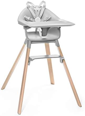 Stokke Clikk High Chair, Black Natural - All-in-One High Chair with Tray + Harness - Light, Durable & Travel Friendly - Ergonomic with Adjustable Features - Best for 6-36 Months or Up to 33 lbs Stokke