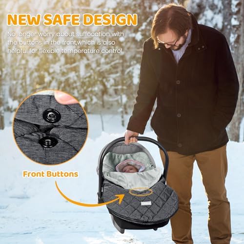 Orzbow Canopy Style Bunting Bag Weather in Car Seats and Strollers, Infant blanket warm in winter(Dark Grey) Orzbow