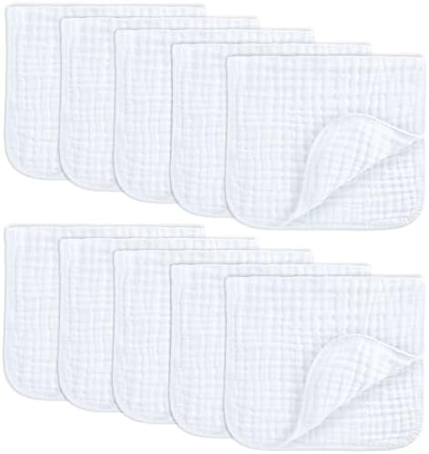 Comfy Cubs Muslin Burp Cloths Large 100% Cotton Hand Washcloths for Babies, Baby Essentials 6 Layers Extra Absorbent and Soft Boys & Girls Baby Bibs & Burp Cloths Set (Multicolor, 10-Pack, 20" X10") Comfy Cubs